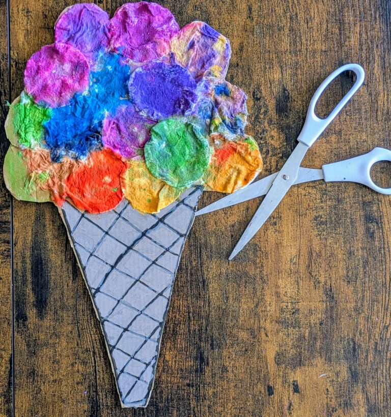 How to make Cotton Wool Ice Cream Craft for Toddlers