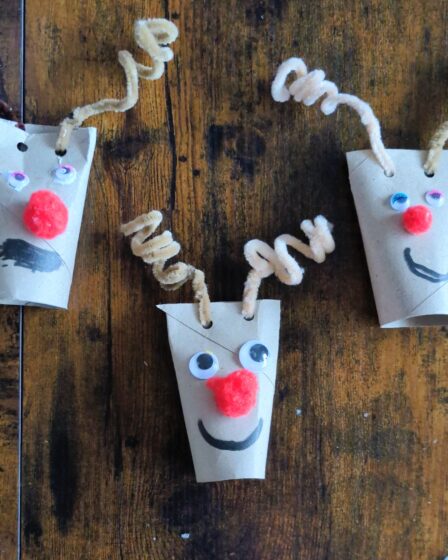 Toilet paper roll reindeer. Christmas craft for kids