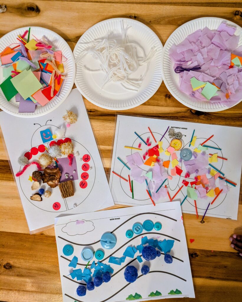 simple table ready craft setup for toddlers and preschoolers