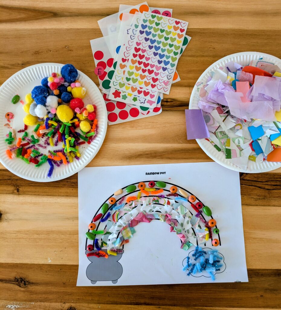 table ready craft setup with simple materials for kids