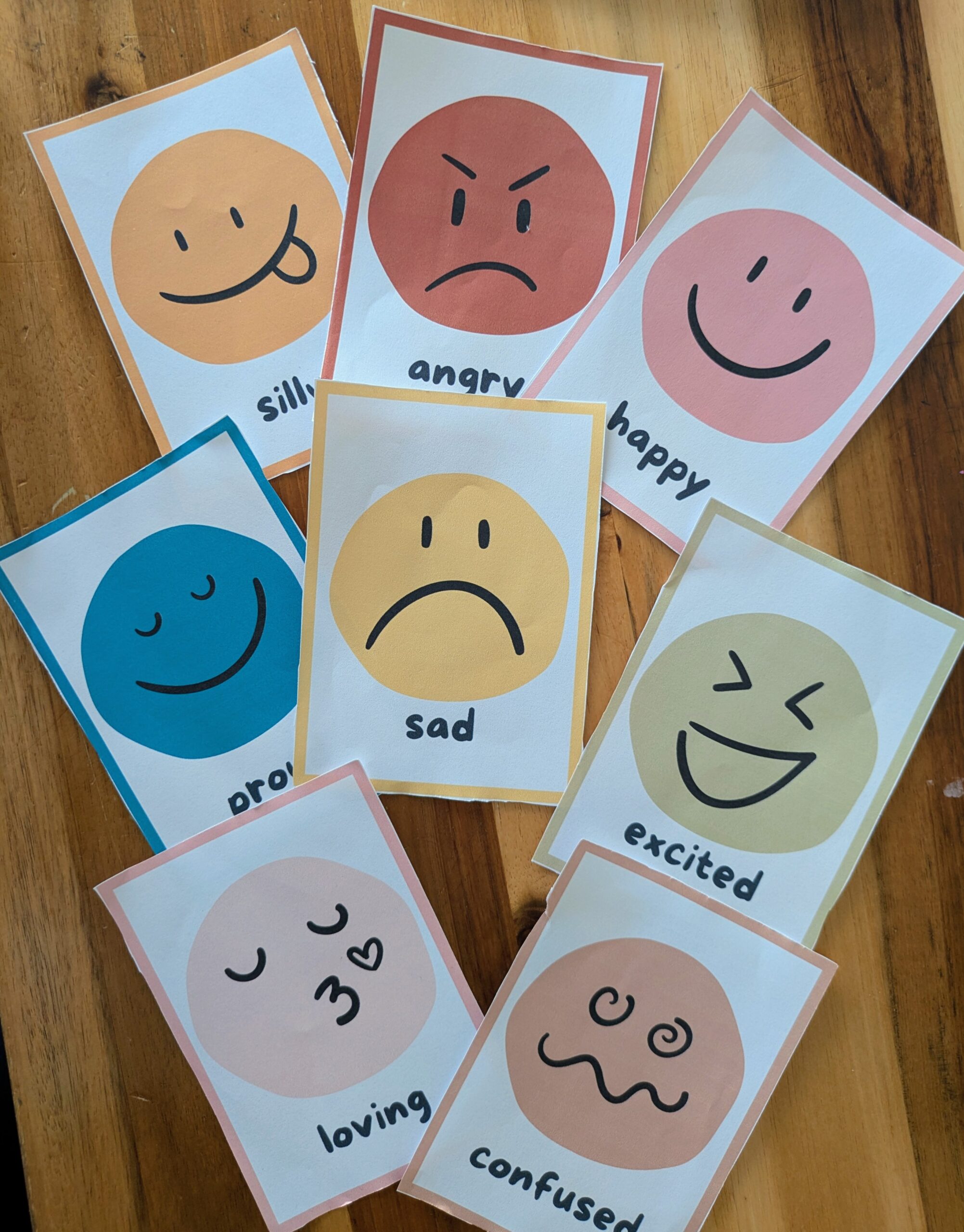 Emotions and feelings flashcards for kids, toddlers and preschoolers