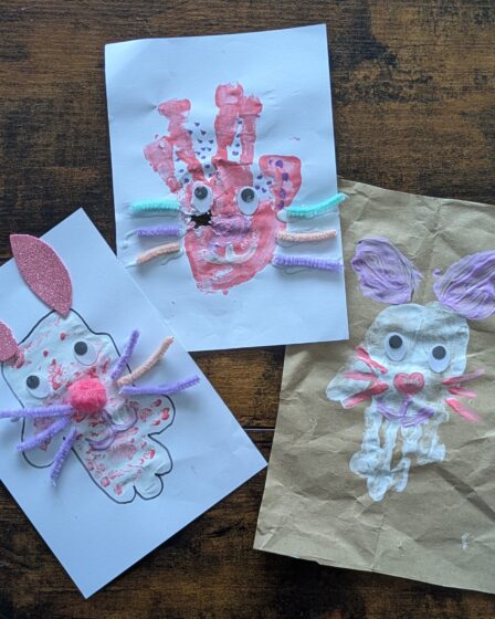 Handprint easter bunny for kids
