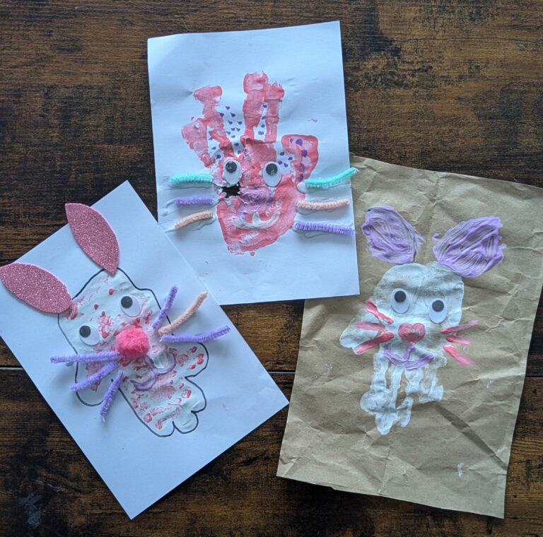 Handprint easter bunny for kids